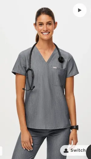 Figs Caterina One Pocket Scrub Top in Graphite Sz M / P thumbnail 1