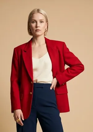 PENDLETON | Bright Red 100% Wool Single-Breasted Blazer Jacket Sz 12 thumbnail 1