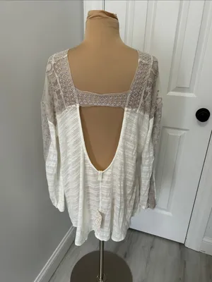 Free People Valley City Ivory Mesh Burnout Surplice Top thumbnail 5