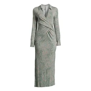 Free People Shayla Floral‎ Long Sleeve Wrap Midi Dress Size S - Mint Combo - NWT thumbnail 14