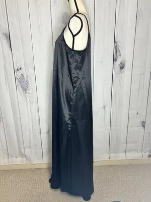 Vince Camuto Black Satin Slip Maxi Dress Sz L V-Neck Strappy Sleeveless thumbnail 4