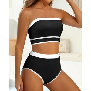 Yonique Bandeau Bikini Strapless Swimsuit Two Piece High Waisted MEDIUM thumbnail 5