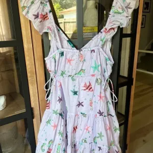 Hill House Lucia mini dress sea creatures lilac lavender coastal print ruffles thumbnail 9