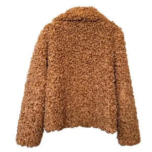 Zara Curly Faux Fur Coat Size‎ M Brown Teddy Jacket Maximalism Shearling thumbnail 3