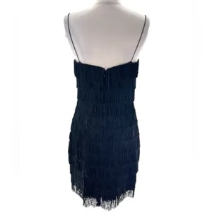 JS Collections Vintage fringe dress black‎ sz 8 flapper thumbnail 2