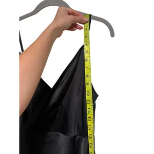 PrettyLittleThing Women's Black Satin Wrap Maxi Dress Size US 4 thumbnail 4