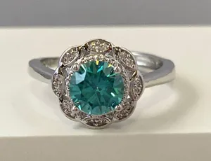 925 Silver Plated Adjustable Crystal Ring for Women thumbnail 1