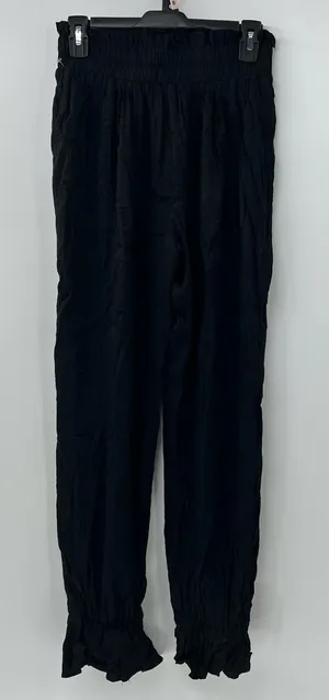Lovers + Friends Revolve Black Ruffle Hem Pants M High Rise Smocked Waist thumbnail 1