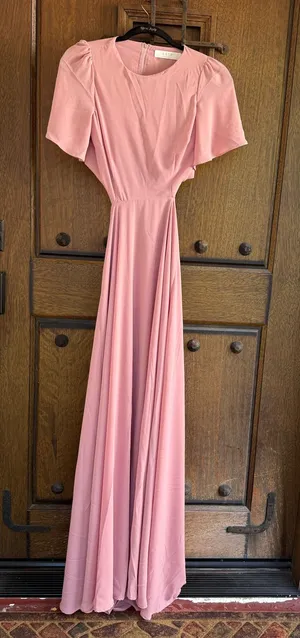 Astr Pink Open Back Flutter-Sleeve Maxi Dress Size XS thumbnail 1