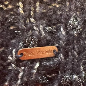 Free people beanie knit black and dark‎ blue thumbnail 4