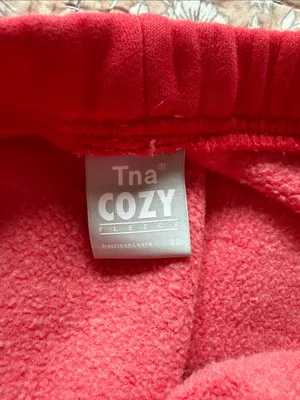 Aritzia TNA Cozy Fleece Red Sweatpant Joggers XS thumbnail 5