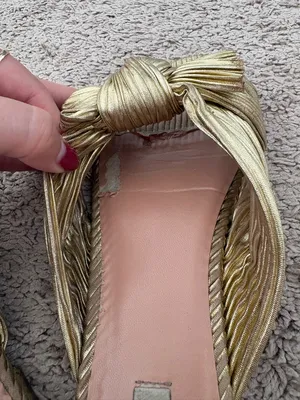 Bibi Lou Minnie Flat Gold Bow Sandals Size 39 thumbnail 6