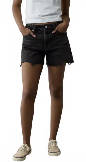 AE Stretch Low-Rise Ex-Boyfriend Denim Short American Eagle NWT Black Wash Sz 4 thumbnail 1