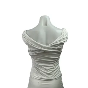 Abercrombie &. Fitch Women White Off The Shoulder Cross V Neck Blouse Top Size S thumbnail 3