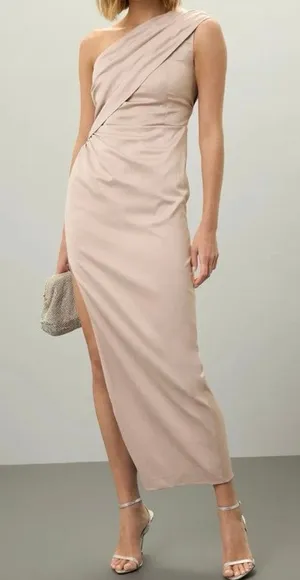 elle zeitoune Luna one shoulder maxi Satin Gown Size XS thumbnail 1
