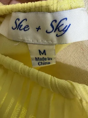 She + Sky Sz M Yellow Lined Chiffon Pleated Tiered Ruffle Midi Dress Sleeveless thumbnail 12