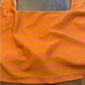 Albion Fit Bikini Top Orange Pink Stripe Square Neck Swim Size L thumbnail 3