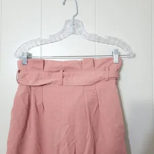 Zara Paperbag Wide Leg Pants Pink High Rise Belted Size M thumbnail 3