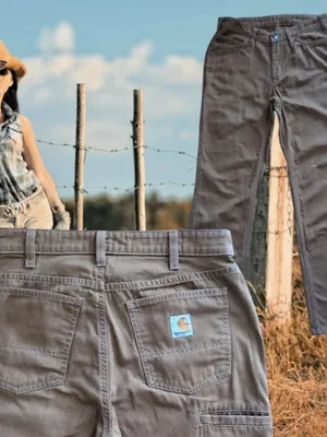 Carhartt SALES SAMPLE Womens Sz 4 Brown Canvas Carpenter Work Pants Pima Nylon thumbnail 2