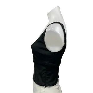 Aritzia Wilfred Shine Women's Black Sleeveless Satin Cropped Tank Bustier Top S thumbnail 2