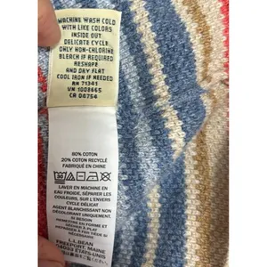 L.L.Bean Sweater Multicolor Striped‎ Cotton Boat Neck Nautical Coastal Classic M thumbnail 6
