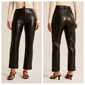 Abercrombie & Fitch‎ Ankle Straight Ultra High Rise Faux Leather Pants Sz 25 / 0 thumbnail 3