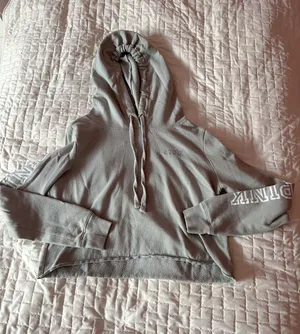 PINK Victoria’s Secret Light Grey Cropped Hoodie Size Small thumbnail 1