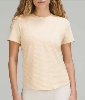 Lululemon Love Crew T-Shirt Prosecco White Striped Pima Cotton Size 8 thumbnail 1