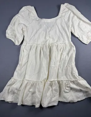 Frye and Co Womens White Textured Tiered Babydoll Puff Sleeve Dress XL thumbnail 1