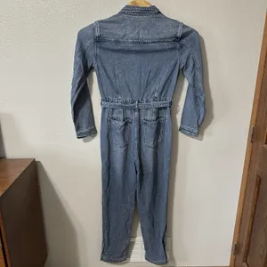 Lucky Brand Jumpsuit Sz Small Liquid Denim Luxe Coveralls Tie‎ Front Long Sleeve thumbnail 4