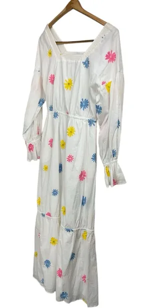 Something Navy Women's Embroidered Tiered Long Sleeve Maxi‎ Dress Rainbow XS thumbnail 1