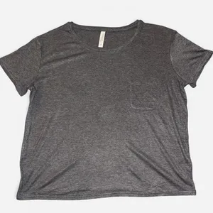 Heather Gray Ribbed Short Sleeve Baby Tee with Pocket, size Large thumbnail 1