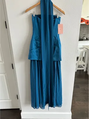 Anthropologie Mare Mare Natalie Strapless Stretch Satin Chiffon Maxi Dress XS thumbnail 6