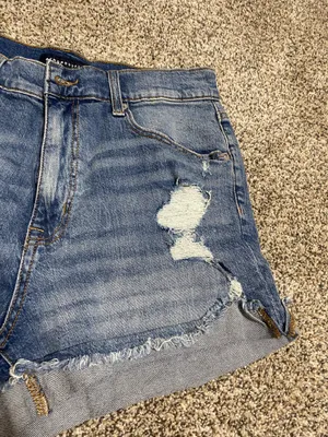 Aeropostale Blue Distressed Jean Shorts High-Waisted thumbnail 5