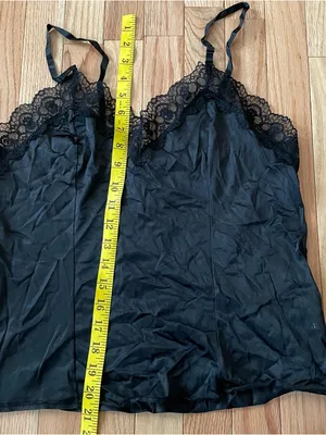 Vintage Black Lace Cami Top Womens Large Romantic 90s Lingerie thumbnail 6