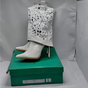 Lauren Lorraine Hana Rhinestone Cowboy Boots White Western Glam Size 10 Cowgirl thumbnail 8