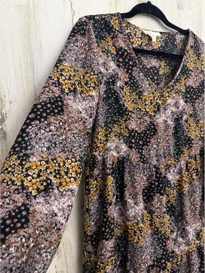 Bebop Women's Large Floral Ditsy Tiered Babydoll Tunic Dress thumbnail 3