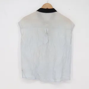 AS.C Top Womens M Sleeveless Button-Down Blue Lace Bib Contrast Collar Excellent thumbnail 5
