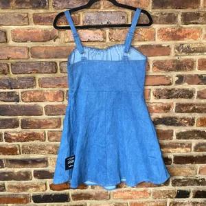 NWT Lulu's Considered Charisma Blue Chambray Bustier Mini Dress Women's Size XL thumbnail 6