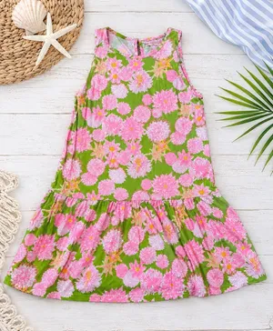 Lilly Pulitzer Dixi Swing Dress Seaside Garden Fit Size Medium (Tag L) - PTP 18” thumbnail 1