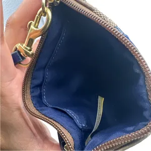 COACH Blue Brown Signature Canvas Wristlet thumbnail 5