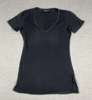 Groceries Apparel T-Shirt Womens S Black V-Neck Short Sleeve Organic Cotton Top thumbnail 1