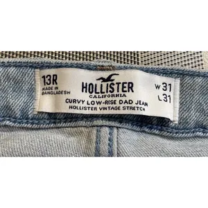 Hollister Womens 13R Curvy Low-Rise Dad Jean Light Blue Distressed‎ Stretch NEW thumbnail 6