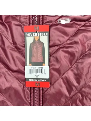 Nicole Miller Reversible Quilted Faux Fur Puffer Vest Wine Burgundy Medium NWT thumbnail 11