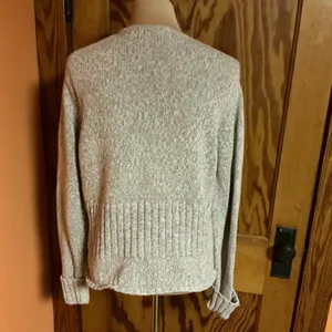 Y2K Christopher & Banks Oatmeal Zip Cardigan L Ramie Cotton Knit Sweater thumbnail 11