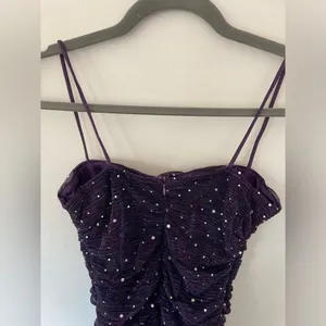 Lulus Flirty Vibes Purple Multi Sparkly Ruched Bodycon Mini Dress NEW size M thumbnail 6