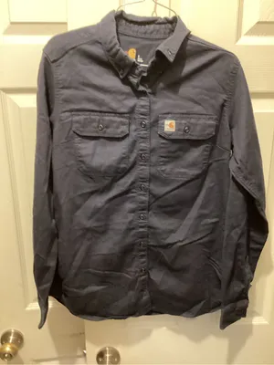 Carhartt Dark Navy Button-Down Work Shirt - Long Sleeve thumbnail 1
