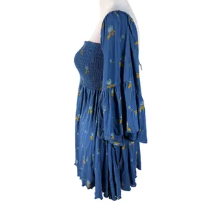 Free People Smocked Floral Lana Tunic‎ Top Bell Sleeve Off Shoulder Small thumbnail 8