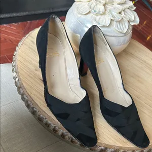 Christian Louboutin Black Suede Leather Bandage Red Bottoms Pumps Size 38 thumbnail 3