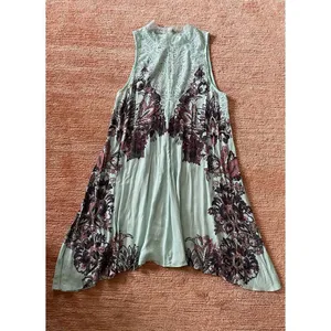 NWT Intimately Free People Y2k Marsha Lace Slip Dress Turquoise Blue Floral L thumbnail 2